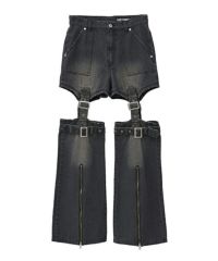 3357　美品　キャンディー　ストリッパー　濃いめ　サルエル　ペンギン　デニム DAMAGE SHORT JEANS | Candy Stripper（キャンディ ストリッパー