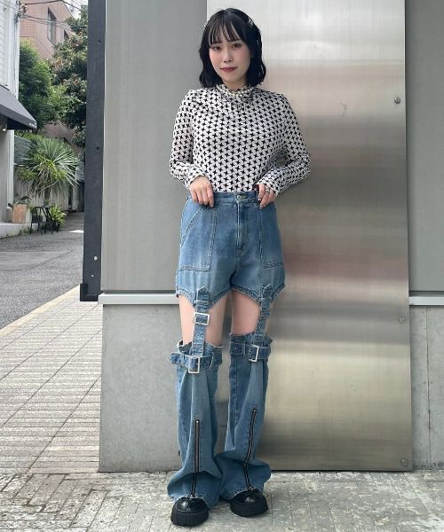 CHEEKY BELTED DENIM PANTS | Candy Stripper（キャンディ  