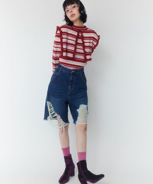 最大12%OFFクーポン DAMAGE SHORT JEANS | Candy Stripper（キャンディ ストリッパー パンツ