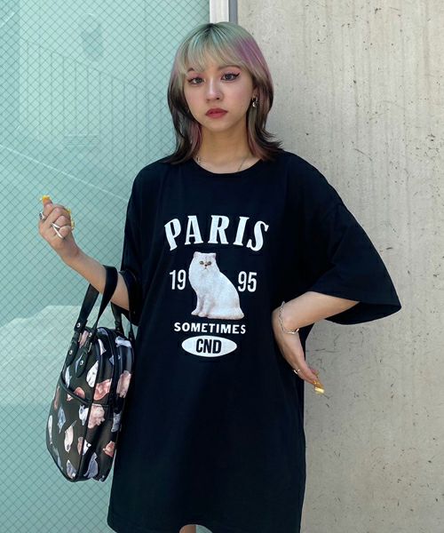 PARIS CAT BIG TEE | Candy Stripper（キャンディ ストリッパー