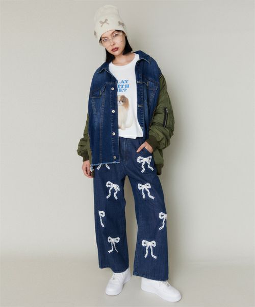 LACY RIBBON DENIM PANTS | Candy Stripper（キャンディ