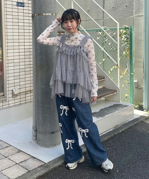 LACY RIBBON DENIM PANTS | Candy Stripper（キャンディ ストリッパー 