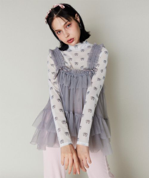 RIBBON TULLE BLOUSE | Candy Stripper（キャンディ