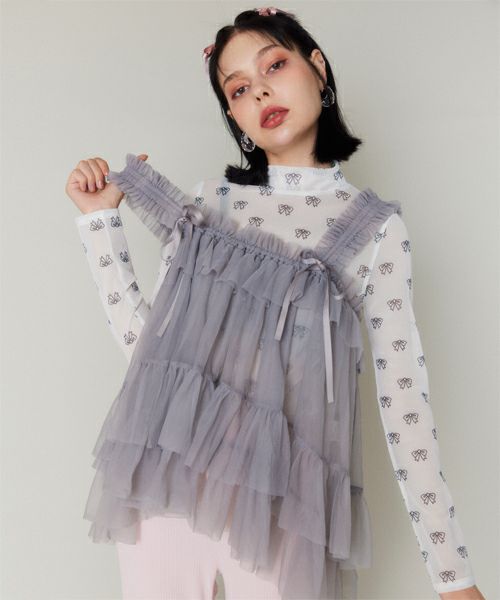 口コミ・レビュー評価が高いおすすめ人気商品の通販 RIBBON SEE THROUGH TOPS | Candy Stripper（キャンディ トップス