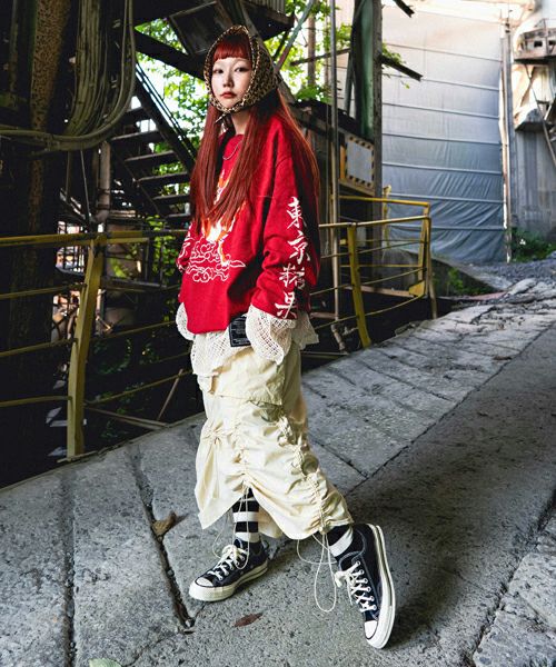 DRAWSTRING NYLON SKIRT | Candy Stripper（キャンディ