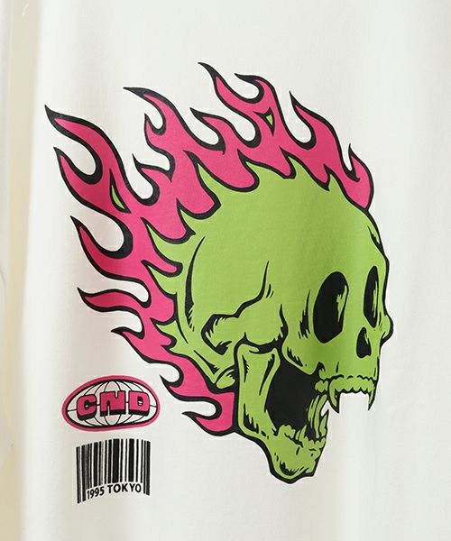 Candy Stripper FIRE SKULL DAMAGE SWEAT キャンディストリッパー トップス スウェット・トレーナー ホワイト【送料無料】