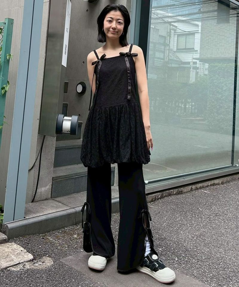 candy stripper フレアパンツ 美品】Candy Stripper ギンガムリボンフレアパンツ レッド