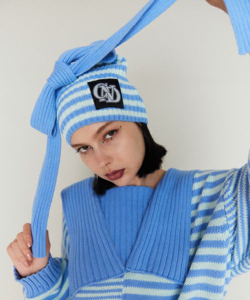 BORDER RIBBON BEANIE | Candy Stripper（キャンディ