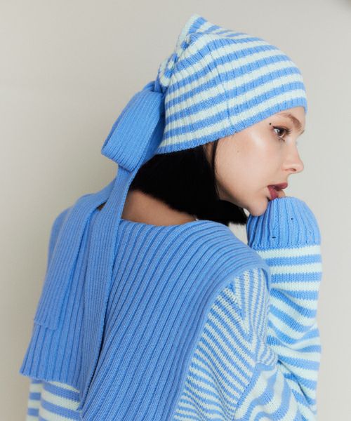 BORDER RIBBON BEANIE | Candy Stripper（キャンディ