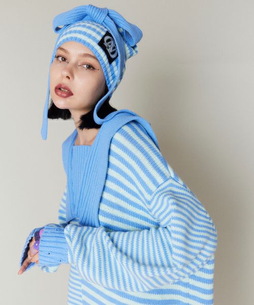 BORDER RIBBON BEANIE | Candy Stripper（キャンディ