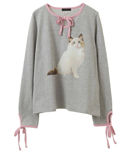 MEOW RIBBON L/S TEE | Candy Stripper（キャンディ