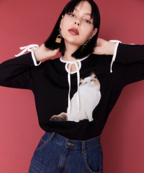 MEOW RIBBON L/S TEE