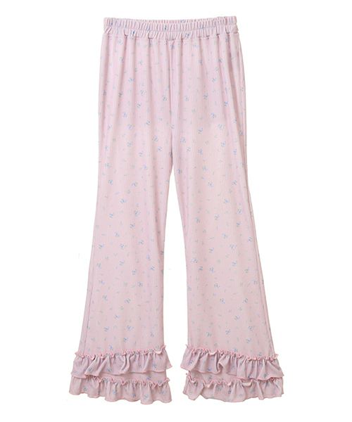 【candy stripper】ストライプ　セットアップ　ピンク　フリル セール】DOLLY RIBBON VELOUR トップス（その他トップス