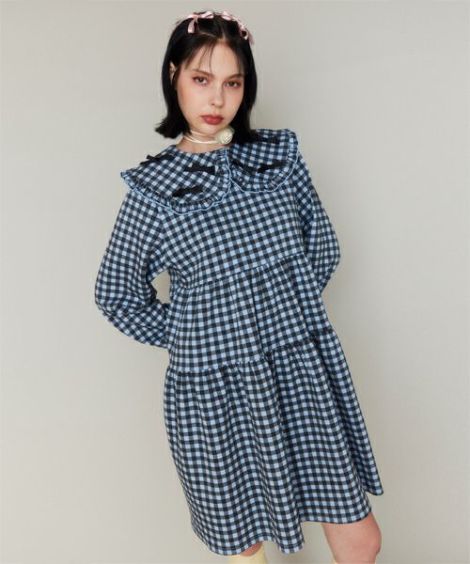 TINY RIBBON CHECK DRESS