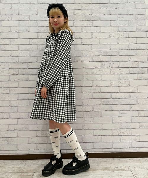 ワンピース Lumignon Candy check panel zip dress lumignon♡] Candy Check Panel Zip Dress