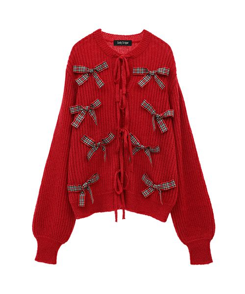 CANDY STRIPPER ニットカーディガン めちゃくちゃ大きいサイズ個性的 FANCY RIBBON KNIT CARDIGAN | Candy Stripper（キャンディ