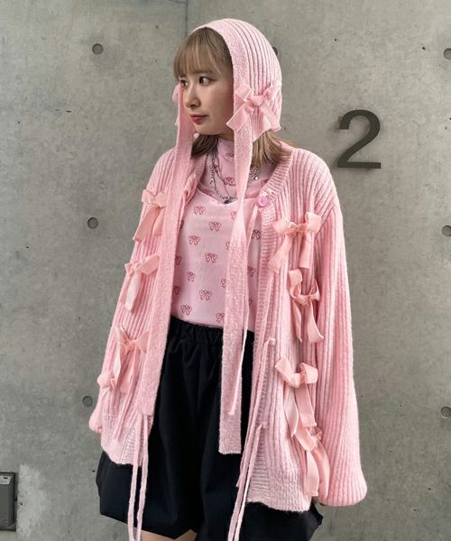 FANCY RIBBON KNIT CARDIGAN | Candy Stripper（キャンディ  