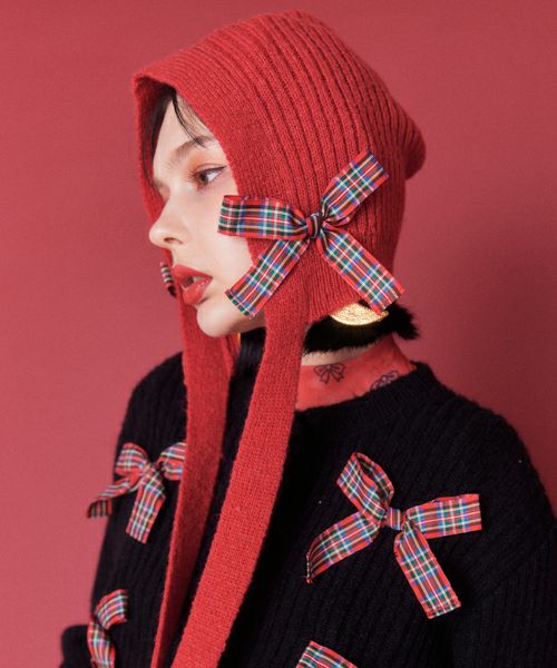 FANCY RIBBON HOOD BEANIE | Candy Stripper（キャンディ