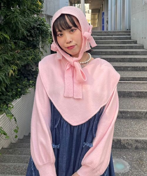FANCY RIBBON HOOD BEANIE | Candy Stripper（キャンディ