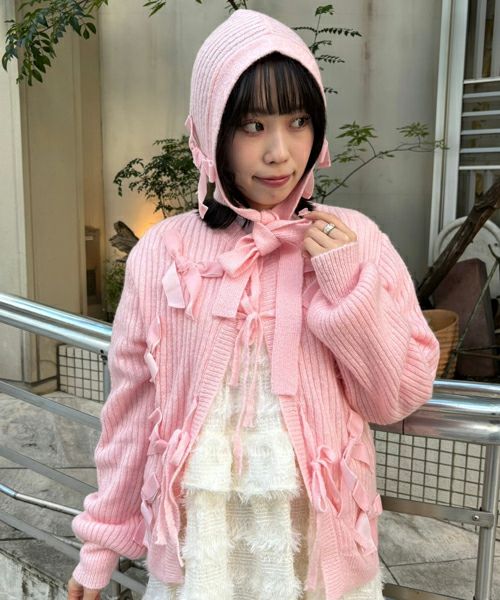 最安 FANCY RIBBON HOOD BEANIE | Candy Stripper（キャンディ 帽子