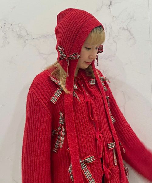 FANCY RIBBON HOOD BEANIE | Candy Stripper（キャンディ