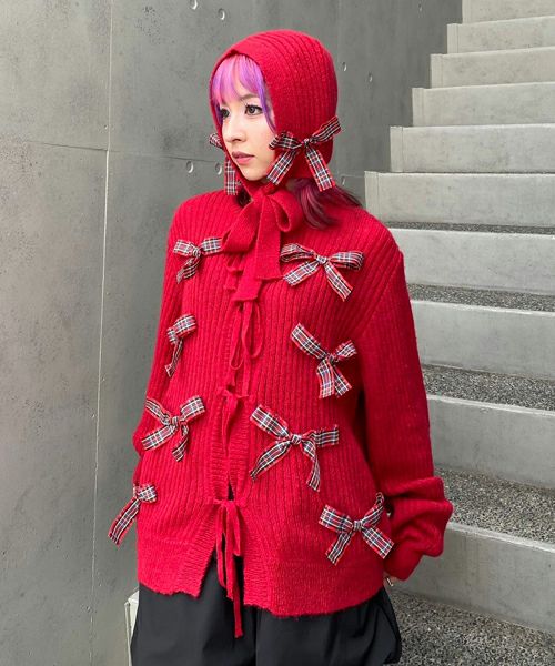 FANCY RIBBON HOOD BEANIE | Candy Stripper（キャンディ