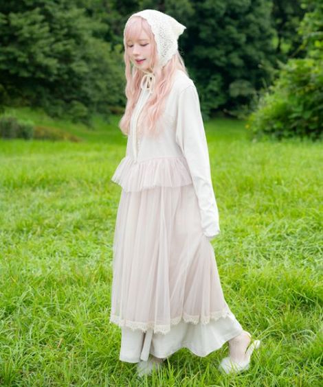 【益若つばさ】<br>CELESTIAL TULLE LAYERED DRESS