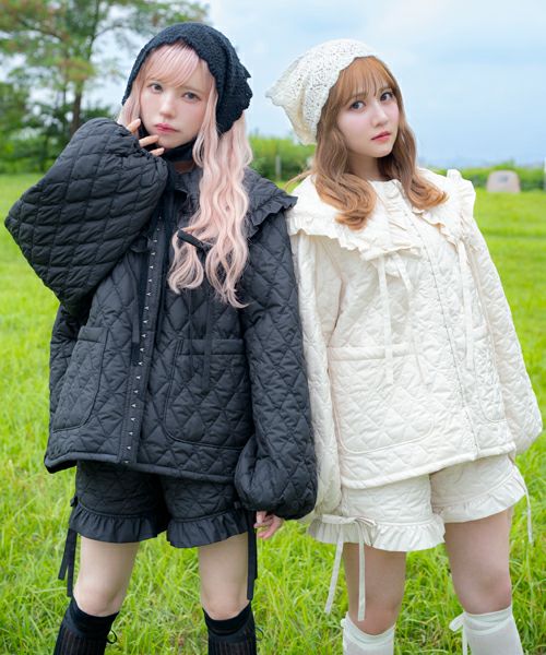 益若つばさ】FRILL COLLAR PRECIOUS QUIL TING JACKET | Candy 