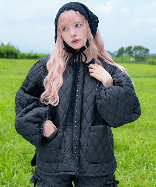 益若つばさ】FRILL COLLAR PRECIOUS QUIL TING JACKET | Candy 