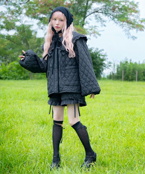 益若つばさ】FRILL COLLAR PRECIOUS QUIL TING JACKET | Candy 