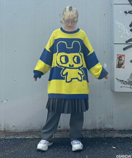 たまごっち×キャンディストリッパー、まめっちのボーダーニット＆キャラ大集合スウェットなど - ファッションプレス