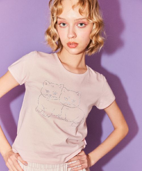 LAZY CAT SHIRRING TOPS | Candy Stripper（キャンディ ストリッパー