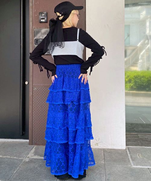 557u*専用 キャンディーストリッパー リボン ティアード フレア スカート TINY RIBBON TIERED SKIRT | Candy Stripper（キャンディ