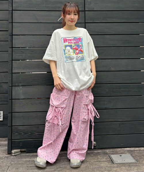 キャンディーストリッパー　CND ピンク カーゴパンツ TINY FLOWER CARGO PANTS | Candy Stripper（キャンディ