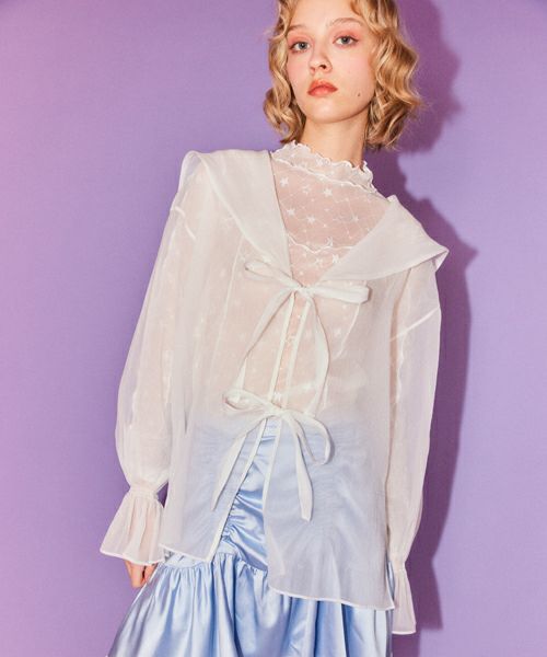 RIBBON TULLE BLOUSE | Candy Stripper（キャンディ ストリッパー 