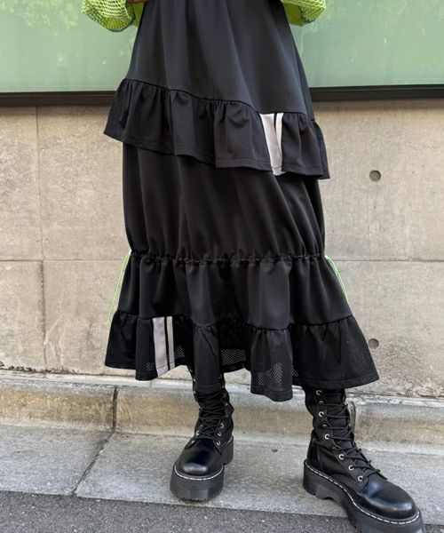 FRILL MESH JERSEY SKIRT | Candy Stripper（キャンディ