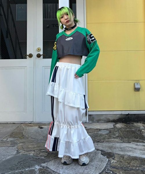 FRILL MESH JERSEY SKIRT | Candy Stripper（キャンディ