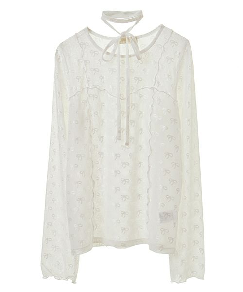 CANDY STRIPPER フリルリボン長袖トップス RIBBON SHEER CHOKER トップス（その他トップス）｜Candy