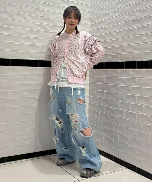 DAMAGE LAYERED DENIM PANTS | Candy Stripper（キャンディ