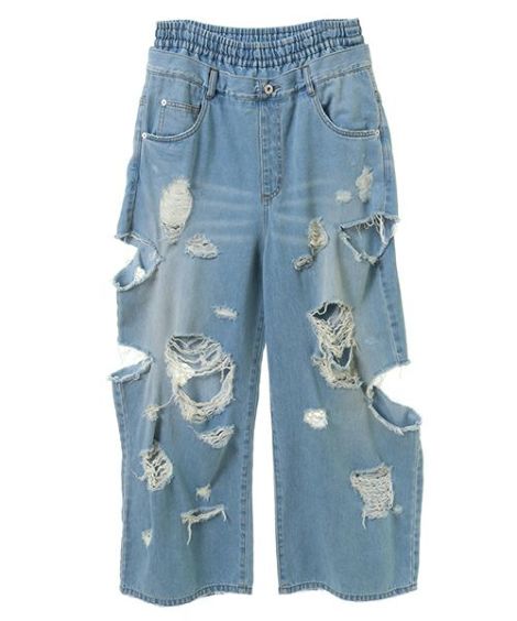 DAMAGE LAYERED DENIM PANTS