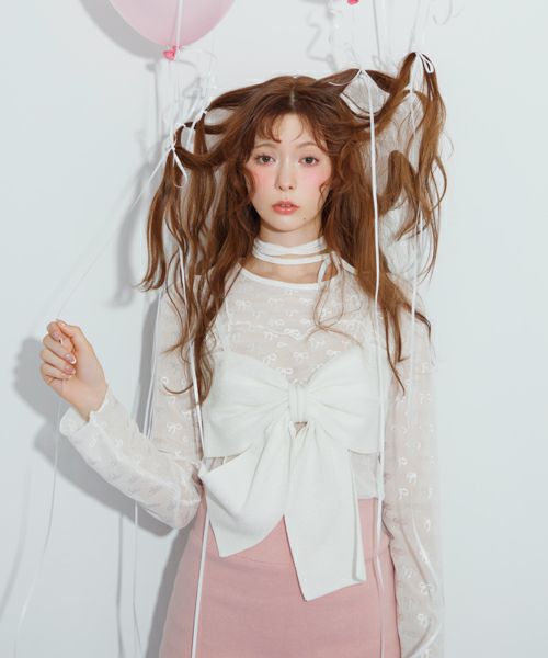 BIG RIBBON KNIT BUSTIER | Candy Stripper（キャンディ ストリッパー  