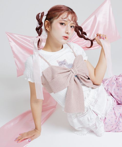 BIG RIBBON KNIT BUSTIER | Candy Stripper（キャンディ