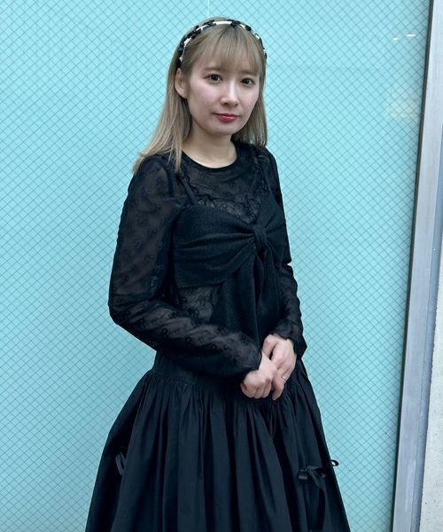 BIG RIBBON KNIT BUSTIER | Candy Stripper（キャンディ