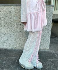 SATIN GATHER SKIRT LAYERED PANTS | Candy Stripper（キャンディ