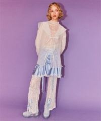SATIN GATHER SKIRT LAYERED PANTS ピンク SATIN GATHER SKIRT LAYERED PANTS ピンク - メルカリ