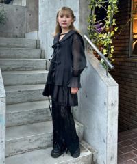 SATIN GATHER SKIRT LAYERED PANTS | Candy Stripper（キャンディ