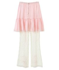 SATIN GATHER SKIRT LAYERED PANTS ピンク SATIN GATHER SKIRT LAYERED PANTS | Candy Stripper（キャンディ