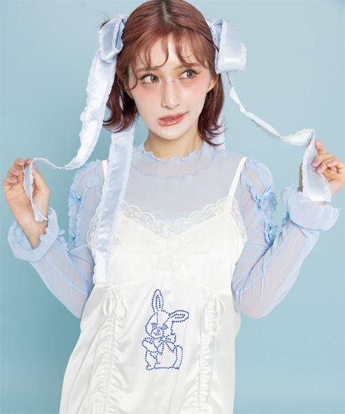 CANDY STRIPPER DOLLY RIBBON TULLE TOPS 白 Candy Stripper DOLLY RIBBON TULLE トップス レディース