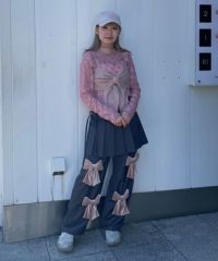 PRECIOUS RIBBON PLEATS WRAP SKIRT LAYERED PANTS | Candy Stripper