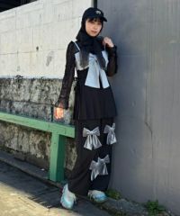 PRECIOUS RIBBON PLEATS WRAP SKIRT LAYERED PANTS | Candy Stripper PRECIOUS RIBBON PLEATS WRAP SKIRT LAYERED PANTS | Candy Stripper